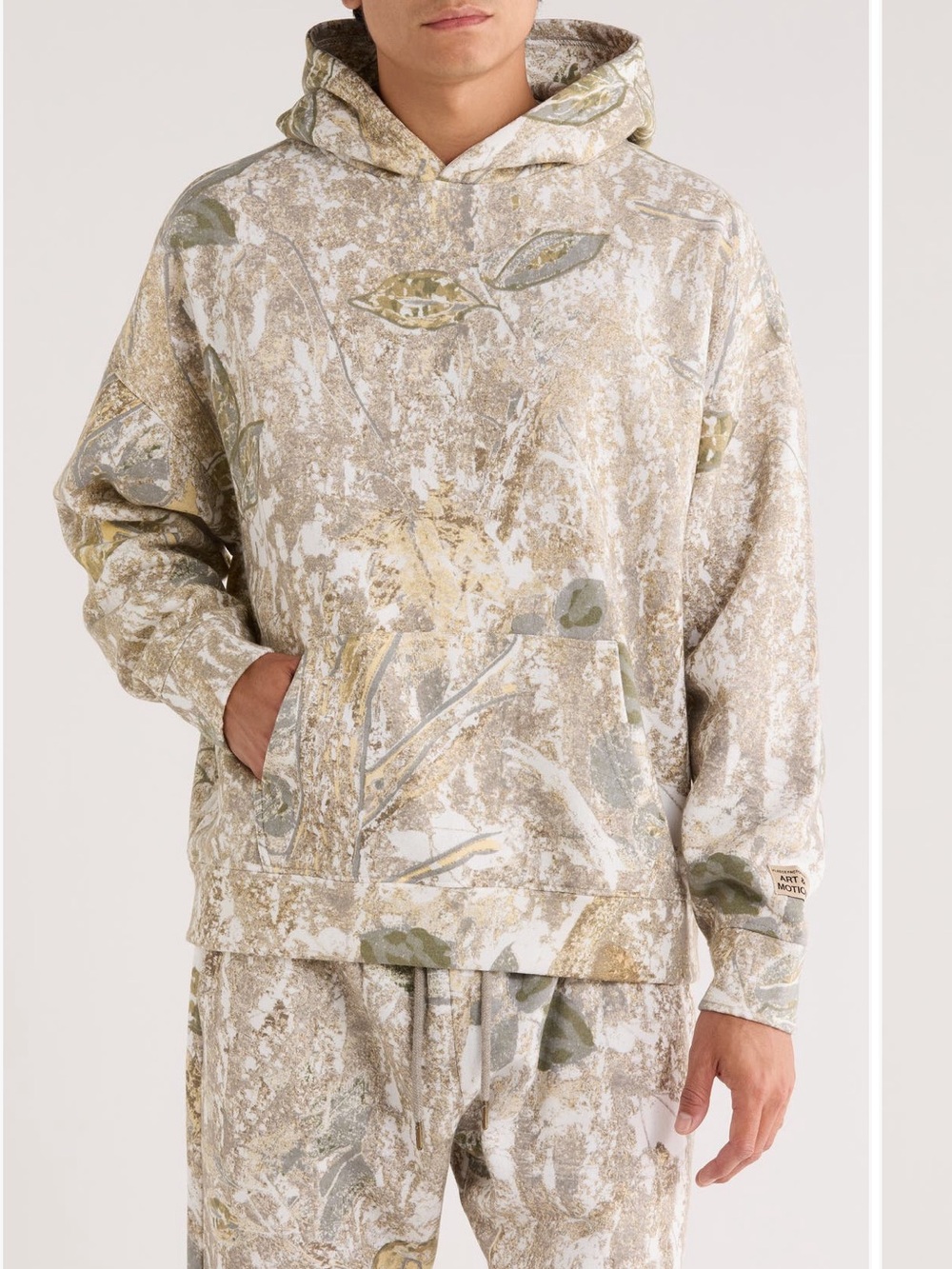 FLEECE FACTORY Art & Motion Fleece Hoodie In Muted Green - Picture 2 of 9